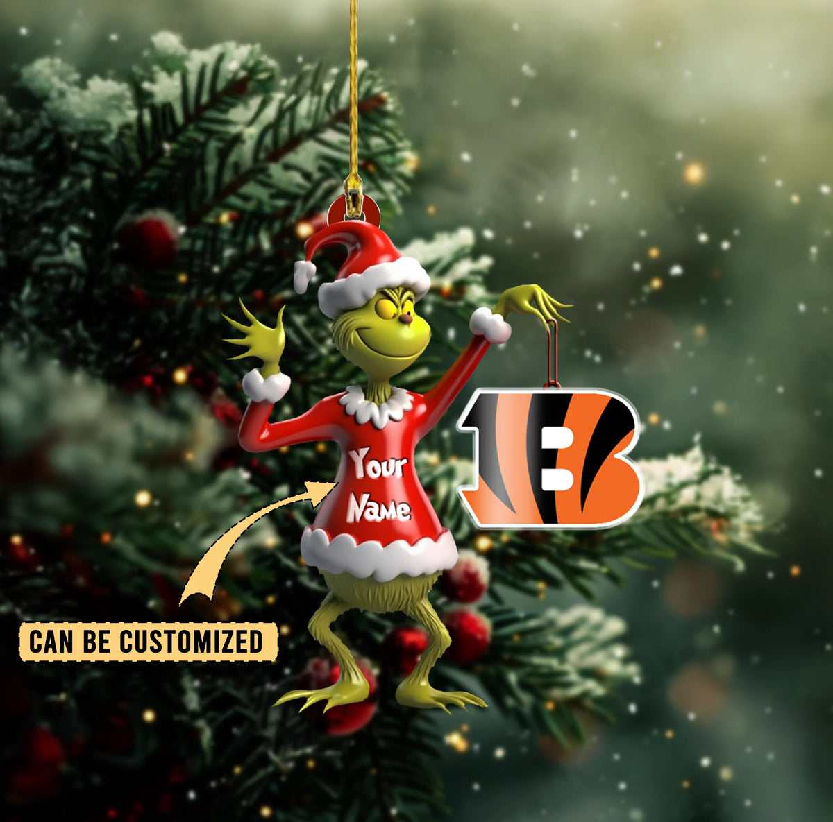 [SPECIAL OFFER] NEW CUSTOMIZED NFL16 CCB CINCINNATI BENGALS CHRISTMAS ACRYLIC ORNAMENT