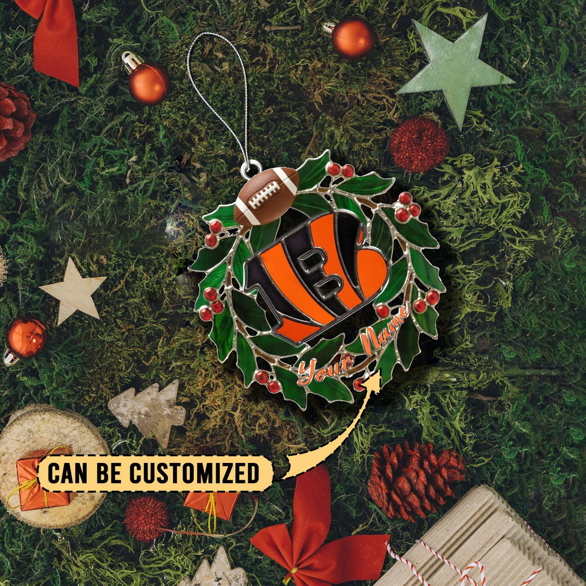 [SPECIAL OFFER] NEW CUSTOMIZED NFL16 CCB CINCINNATI BENGALS CHRISTMAS ACRYLIC ORNAMENT