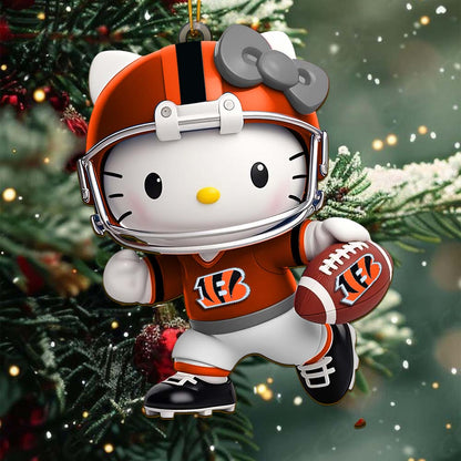 [SPECIAL OFFER] NEW CUSTOMIZED NFL16 CCB CINCINNATI BENGALS HELLO KITTY ACRYLIC ORNAMENT
