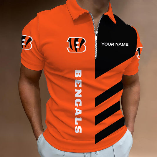 [SPECIAL OFFER] NEW CUSTOMIZED NFL16 CCB CINCINNATI BENGALS ZIP POLO SHIRT