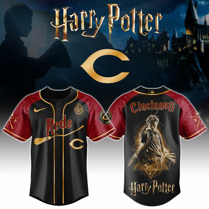 [FLASH SALE] NEW CUSTOMIZED MLB05 CRS CINCINNATI REDS x HARRY POTTER BASEBALL JERSEY & CAP