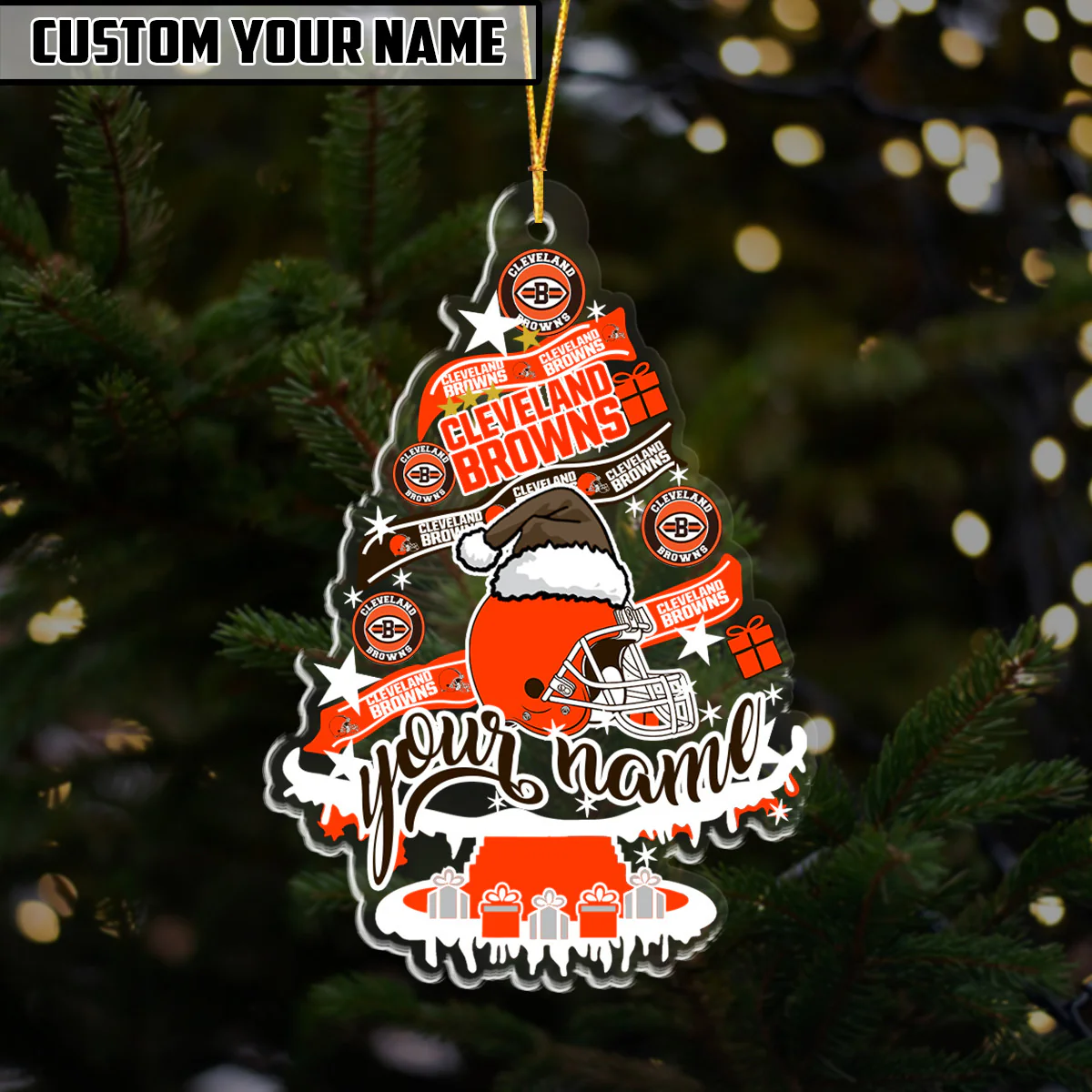 [SPECIAL OFFER] NEW CUSTOMIZED NFL29 CLB CLEVELAND BROWNS CHRISTMAS ACRYLIC ORNAMENT