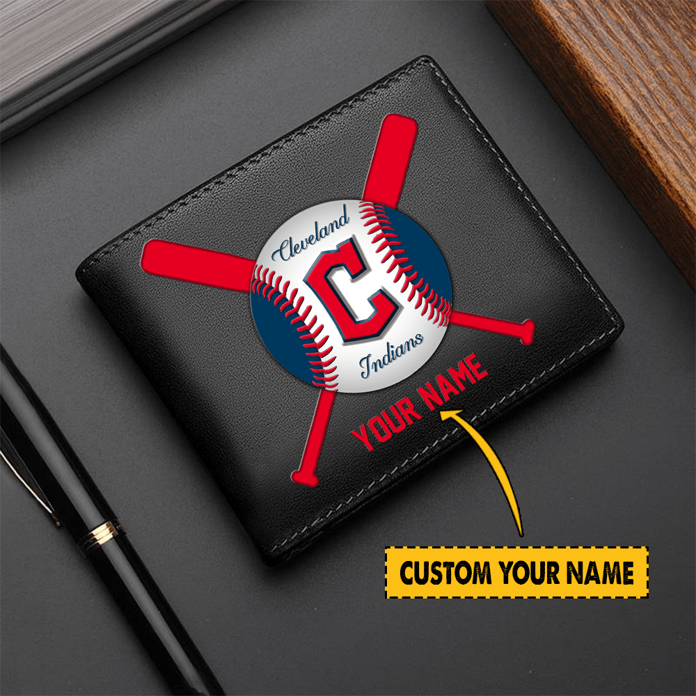 [FLASH SALE] NEW CUSTOMIZED MLB13 CGS CLEVELAND GUARDIANS LEATHER WALLET