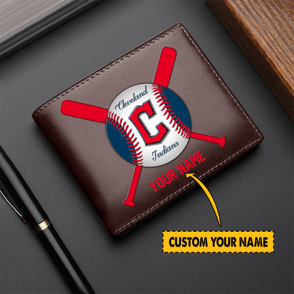 [FLASH SALE] NEW CUSTOMIZED MLB13 CGS CLEVELAND GUARDIANS LEATHER WALLET