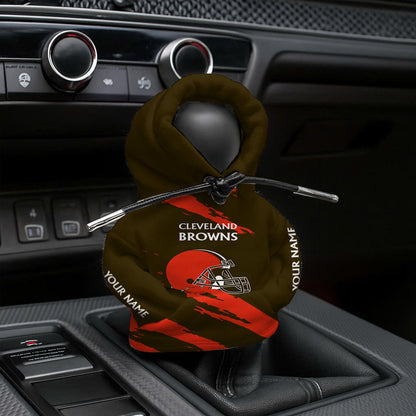 [SPECIAL OFFER] NEW CUSTOMIZED NFL29 CLB CLEVELAND BROWNS CAR HOODIE SHIFT KNOB COVER