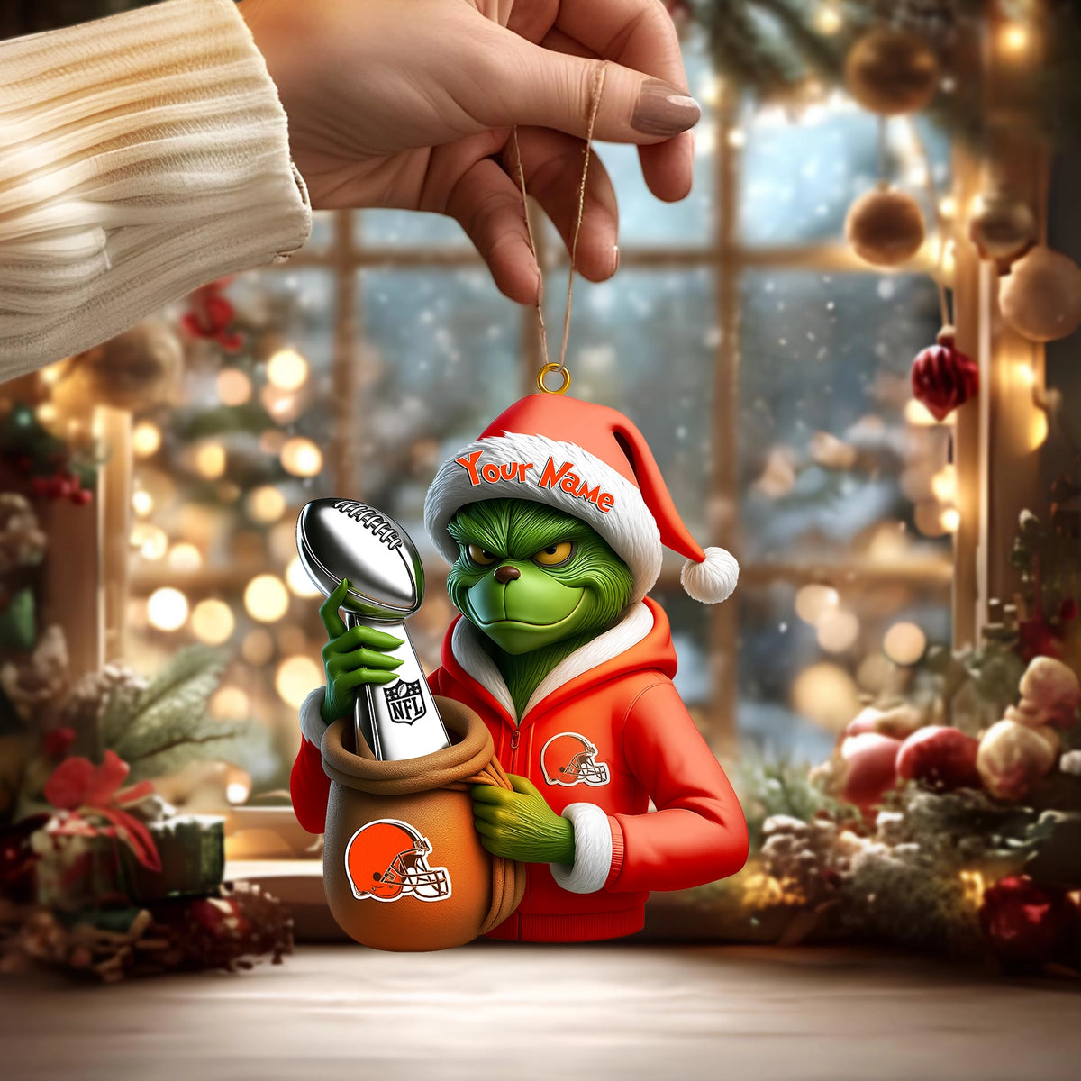[SPECIAL OFFER] NEW CUSTOMIZED NFL29 CLB CLEVELAND BROWNS CHRISTMAS ACRYLIC ORNAMENT