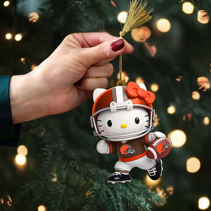 [SPECIAL OFFER] NEW CUSTOMIZED NFL29 CLB CLEVELAND BROWNS HELLO KITTY ACRYLIC ORNAMENT