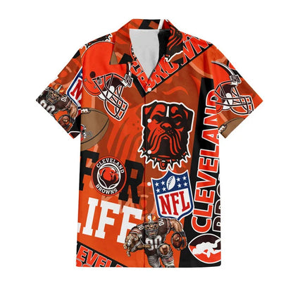 [SPECIAL OFFER] NEW CUSTOMIZED NFL29 CLB CLEVELAND BROWNS UNISEX HAWAIIAN SHIRT & SHORTS SET