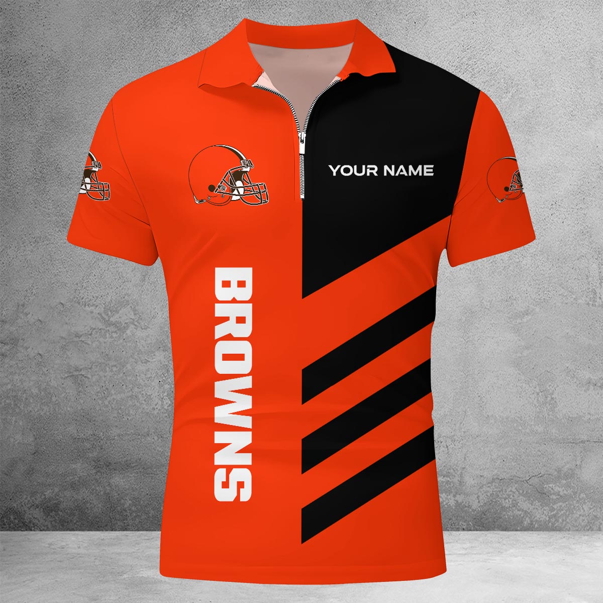 [SPECIAL OFFER] NEW CUSTOMIZED NFL29 CLB CLEVELAND BROWNS ZIP POLO SHIRT