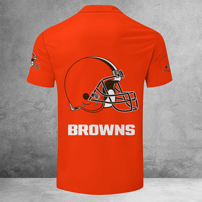 [SPECIAL OFFER] NEW CUSTOMIZED NFL29 CLB CLEVELAND BROWNS ZIP POLO SHIRT