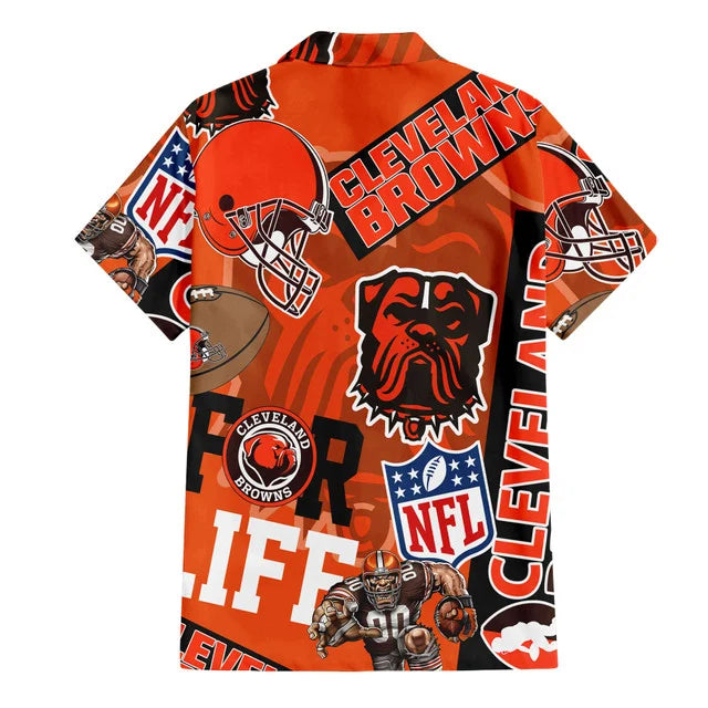 [SPECIAL OFFER] NEW CUSTOMIZED NFL29 CLB CLEVELAND BROWNS UNISEX HAWAIIAN SHIRT & SHORTS SET