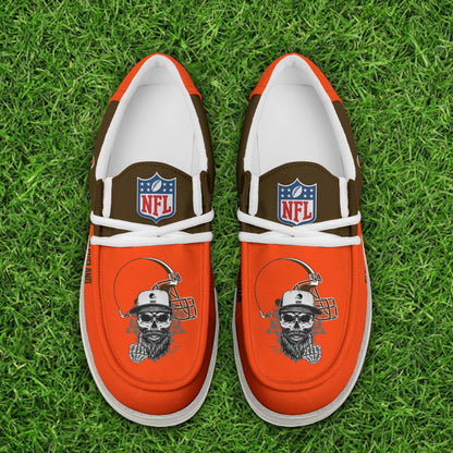 LIMITED EDITION - NEW CUSTOMIZED NFL29 CLB CLEVELAND BROWNS LOAFER SHOES