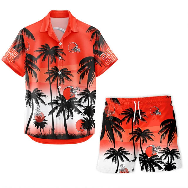 [SPECIAL OFFER] NEW CUSTOMIZED NFL29 CLB CLEVELAND BROWNS UNISEX HAWAIIAN SHIRT & SHORTS SET