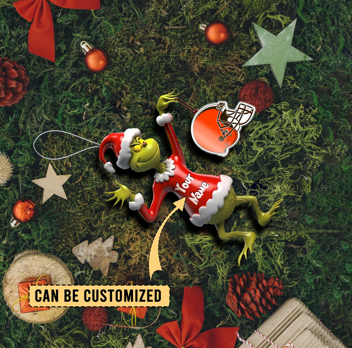 [SPECIAL OFFER] NEW CUSTOMIZED NFL29 CLB CLEVELAND BROWNS CHRISTMAS ACRYLIC ORNAMENT