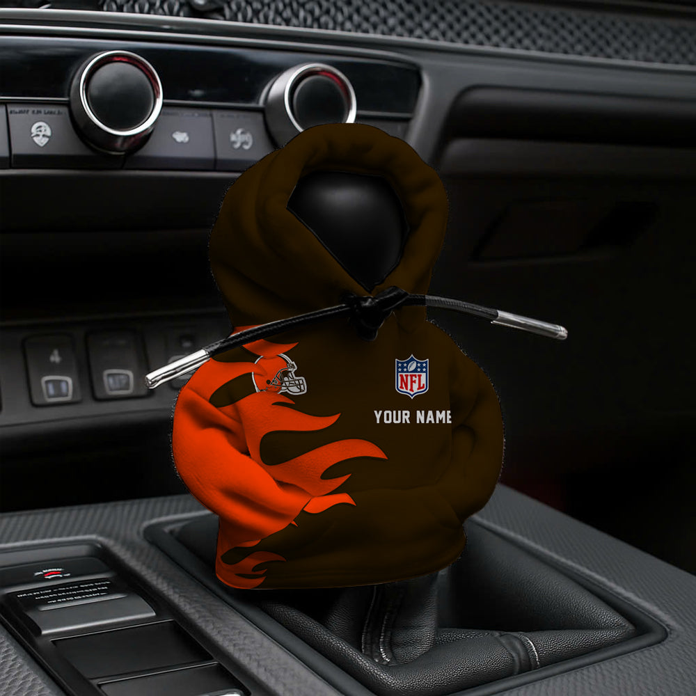 [SPECIAL OFFER] NEW CUSTOMIZED NFL29 CLB CLEVELAND BROWNS CAR HOODIE SHIFT KNOB COVER