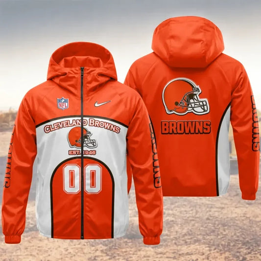 [SPECIAL OFFER] NEW CUSTOMIZED NFL29 CLB CLEVELAND BROWNS WINDBREAKER JACKET