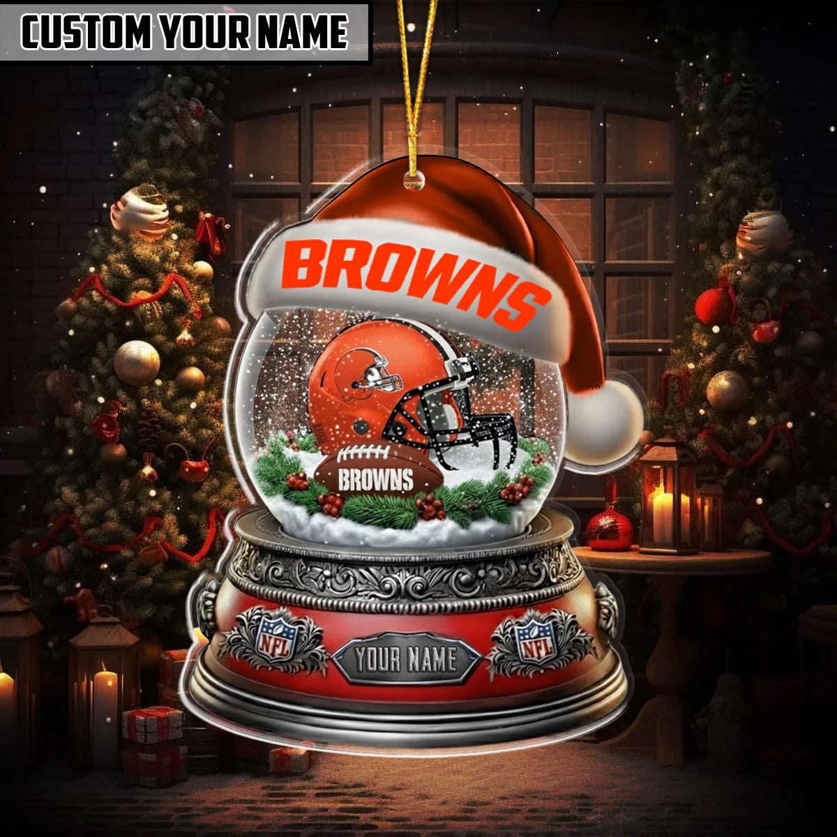[SPECIAL OFFER] NEW CUSTOMIZED NFL29 CLB CLEVELAND BROWNS CHRISTMAS ACRYLIC ORNAMENT