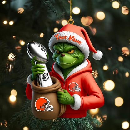 [SPECIAL OFFER] NEW CUSTOMIZED NFL29 CLB CLEVELAND BROWNS CHRISTMAS ACRYLIC ORNAMENT