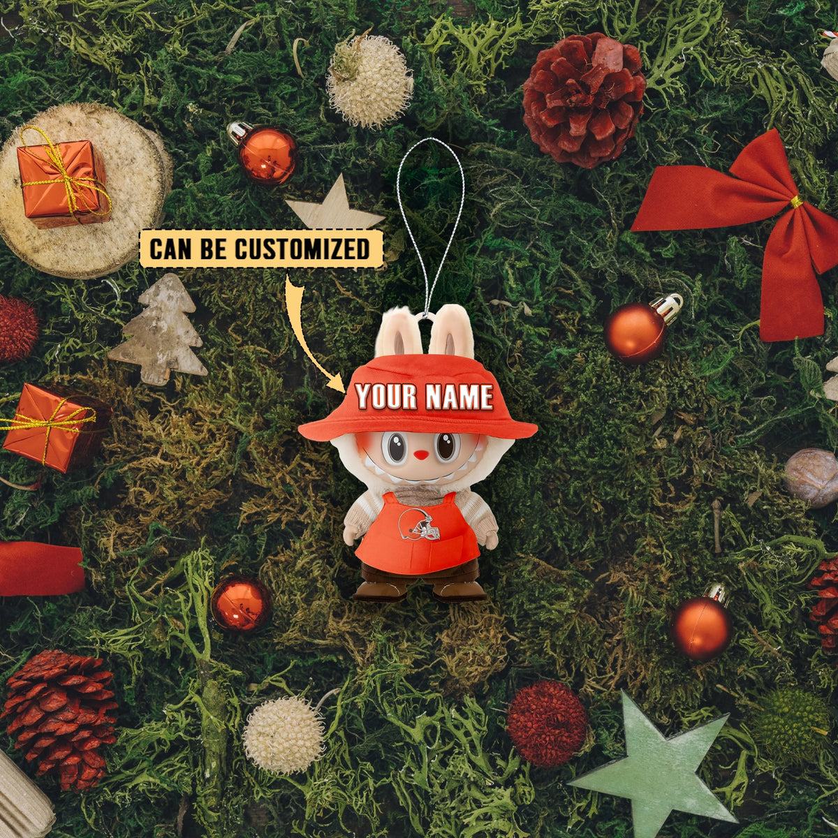 [SPECIAL OFFER] NEW CUSTOMIZED NFL29 CLB CLEVELAND BROWNS LABUBU CHRISTMAS ACRYLIC ORNAMENT