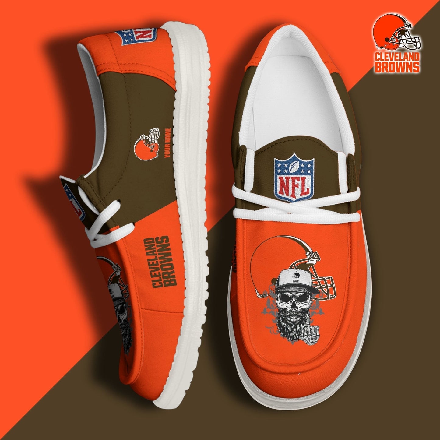 LIMITED EDITION - NEW CUSTOMIZED NFL29 CLB CLEVELAND BROWNS LOAFER SHOES