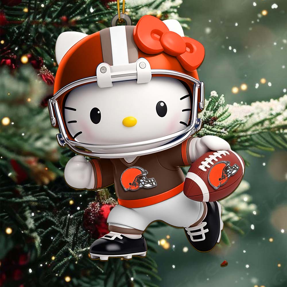 [SPECIAL OFFER] NEW CUSTOMIZED NFL29 CLB CLEVELAND BROWNS HELLO KITTY ACRYLIC ORNAMENT