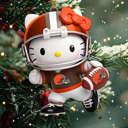 [SPECIAL OFFER] NEW CUSTOMIZED NFL29 CLB CLEVELAND BROWNS HELLO KITTY ACRYLIC ORNAMENT