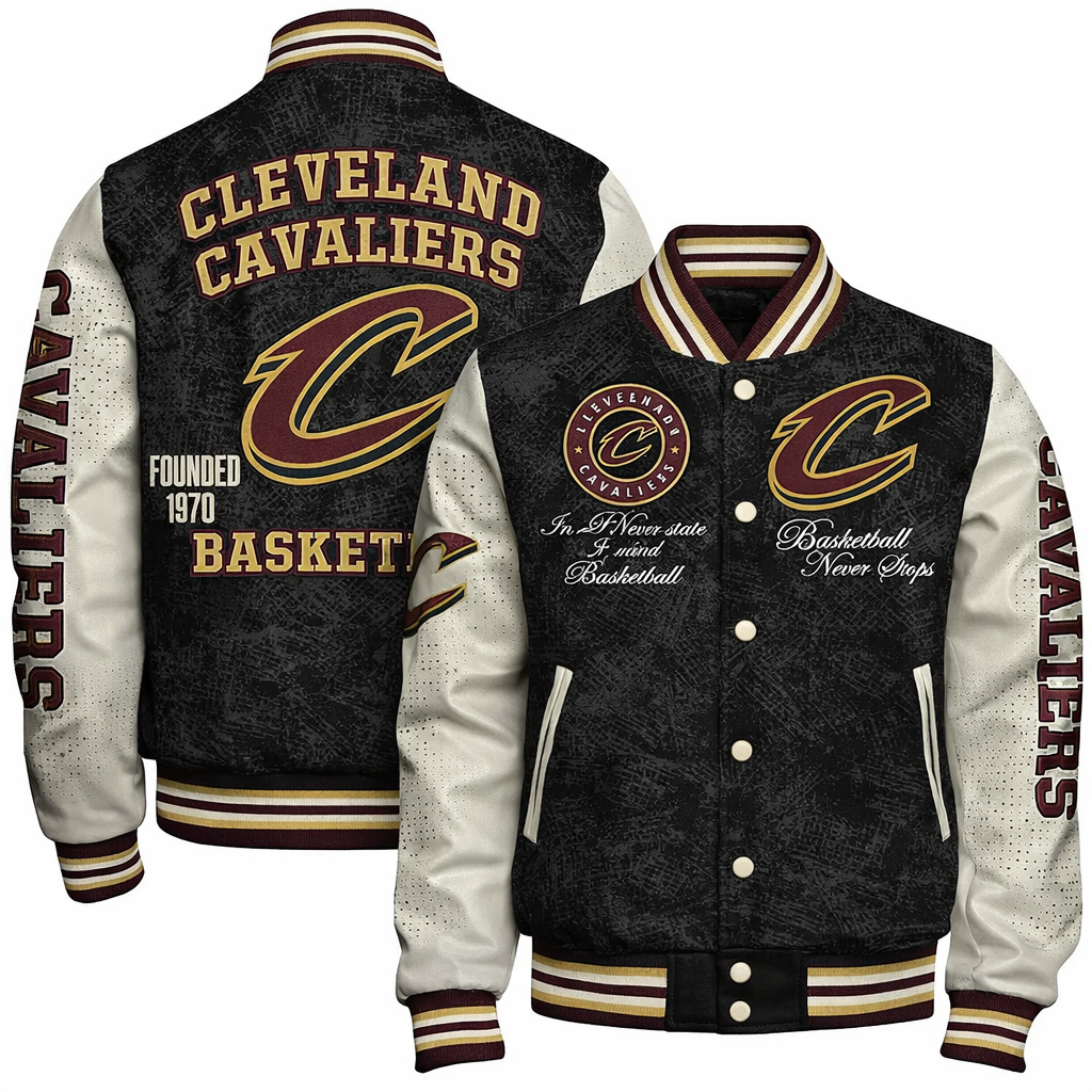 [HOT DEAL] NEW CUSTOMIZED NBA02 CCA CLEVELAND CAVALIERS BASEBALL JACKET, SATIN VARSITY JACKET