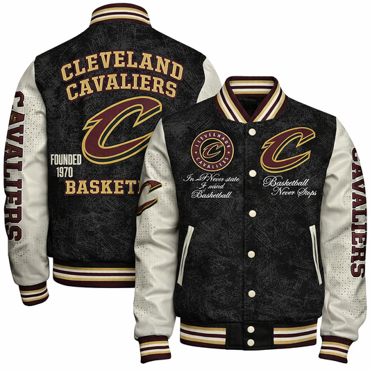 [HOT DEAL] NEW CUSTOMIZED NBA02 CCA CLEVELAND CAVALIERS BASEBALL JACKET, SATIN VARSITY JACKET