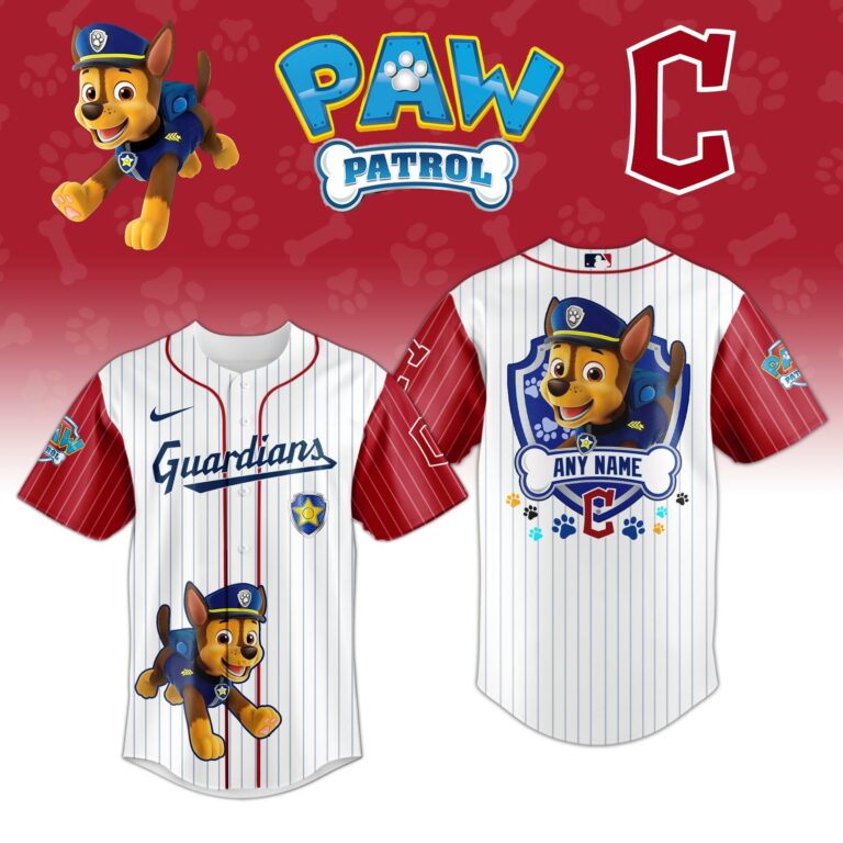 [FLASH SALE] NEW CUSTOMIZED MLB13 CGS CLEVELAND GUARDIANS x PAW PATROL BASEBALL JERSEY & CAP