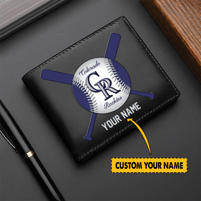 [FLASH SALE] NEW CUSTOMIZED MLB30 COR COLORADO ROCKIES LEATHER WALLET
