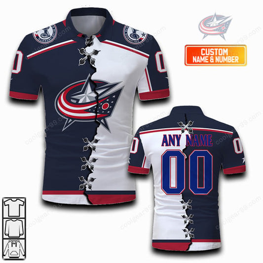 LIMITED EDITION - NEW CUSTOMIZED NHL18 CBJ COLUMBUS BLUE JACKETS UNISEX T-SHIRT, POLO, HOODIE & JACKETS