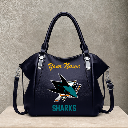 [SUPER SALE] NEW CUSTOMIZED NHL32 SJS SAN JOSE SHARKS SHOULDER HANDBAG