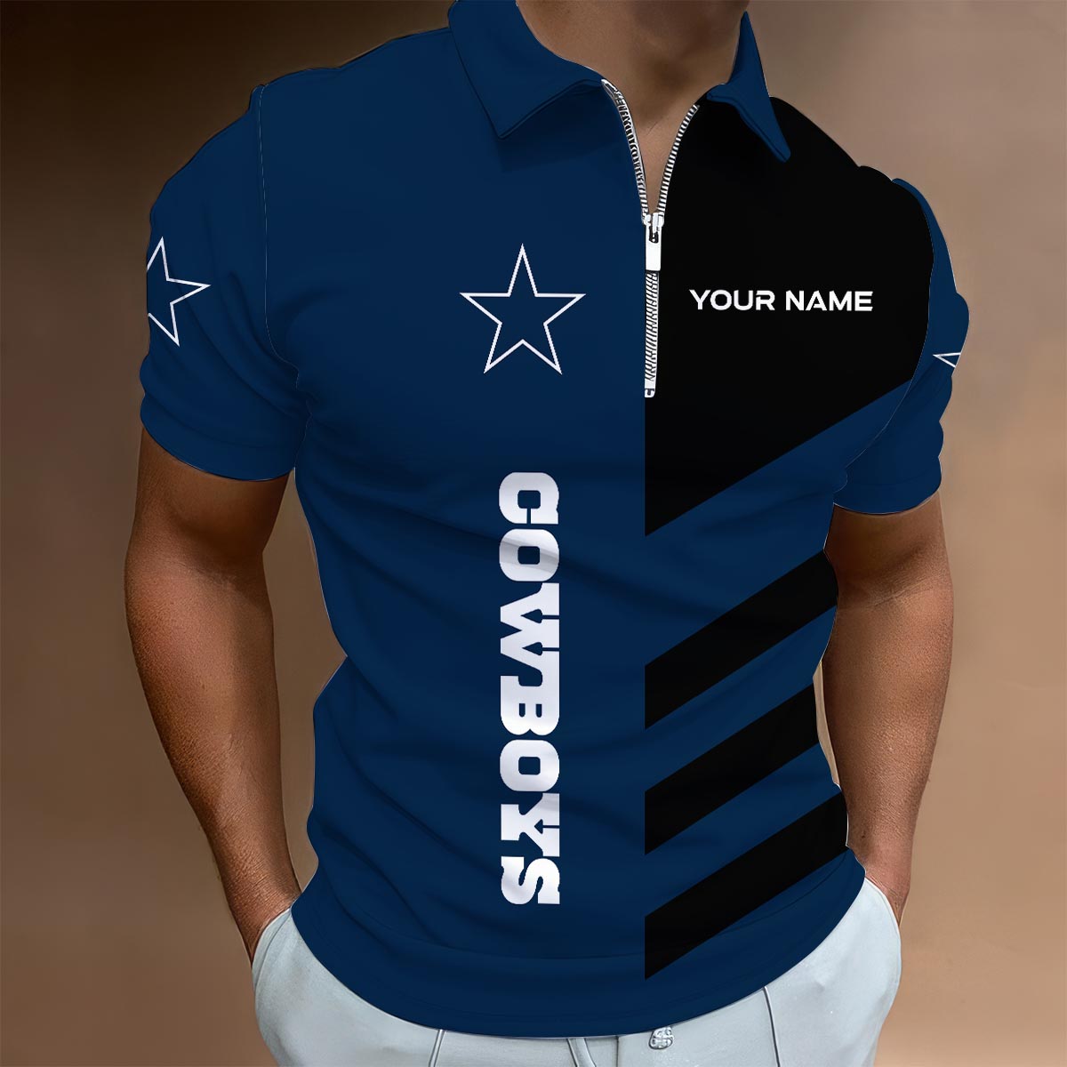 [SPECIAL OFFER] NEW CUSTOMIZED NFL21 DCB DALLAS COWBOYS ZIP POLO SHIRT