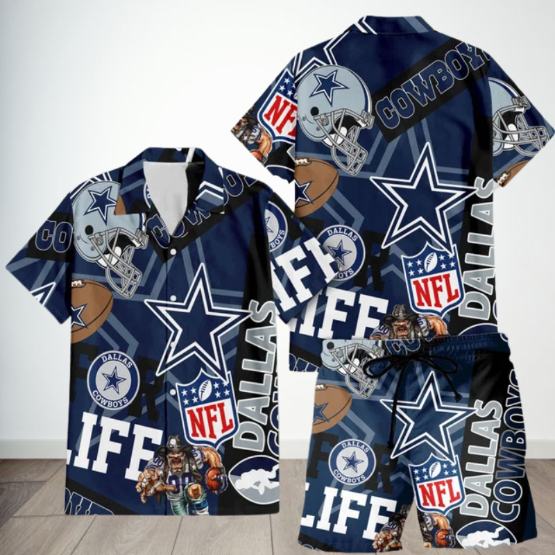 [SPECIAL OFFER] NEW CUSTOMIZED UNISEX NFL21 DCB DALLAS COWBOYS HAWAIIAN SHIRT & SHORTS SET