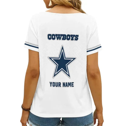 [SPECIAL OFFER] NEW CUSTOMIZED NFL21 DCB DALLAS COWBOYS V-NECK FEMALE SHIRT
