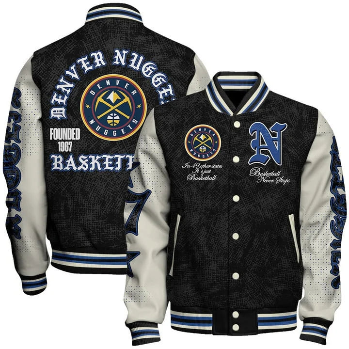 [HOT DEAL] NEW CUSTOMIZED NBA08 DNU DENVER NUGGETS BASEBALL JACKET, SATIN VARSITY JACKET