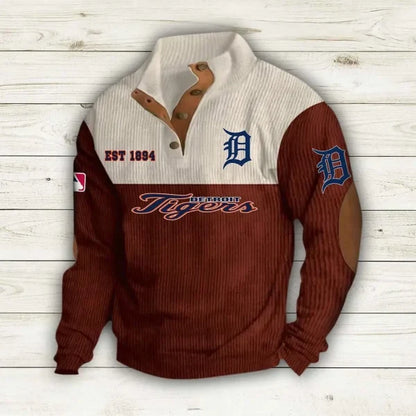[FLASH SALE] NEW CUSTOMIZED MLB16 DTS DETROIT TIGERS BUTTON SWEATSHIRTS STAND COLLAR