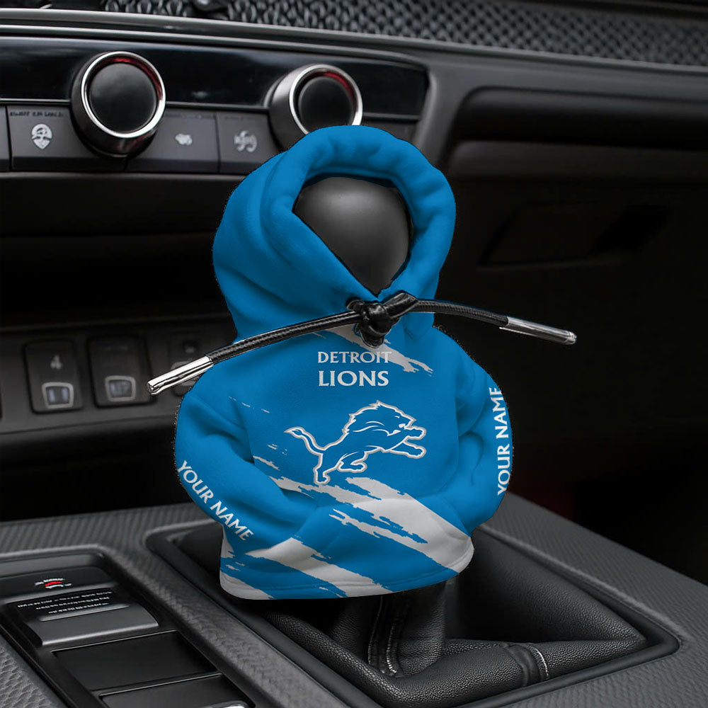 [SPECIAL OFFER] NEW CUSTOMIZED NFL04 DTL DETROIT LIONS CAR HOODIE SHIFT KNOB COVER