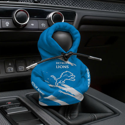 [SPECIAL OFFER] NEW CUSTOMIZED NFL04 DTL DETROIT LIONS CAR HOODIE SHIFT KNOB COVER