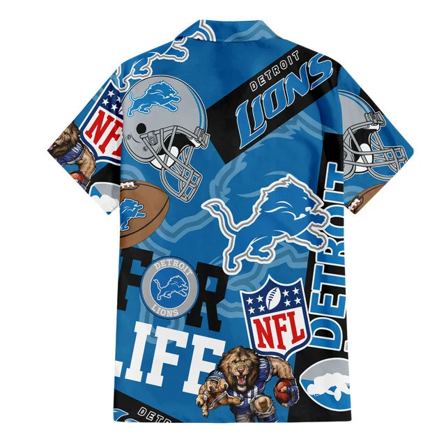 [SPECIAL OFFER] NEW CUSTOMIZED NFL04 DTL DETROIT LIONS UNISEX HAWAIIAN SHIRT & SHORTS SET