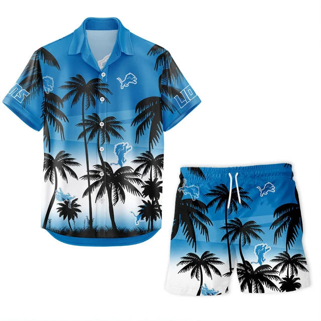 [SPECIAL OFFER] NEW CUSTOMIZED NFL04 DTL DETROIT LIONS UNISEX HAWAIIAN SHIRT & SHORTS SET