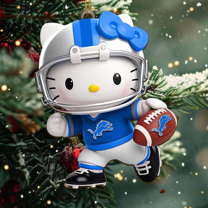 [SPECIAL OFFER] NEW CUSTOMIZED NFL04 DTL DETROIT LIONS HELLO KITTY ACRYLIC ORNAMENT