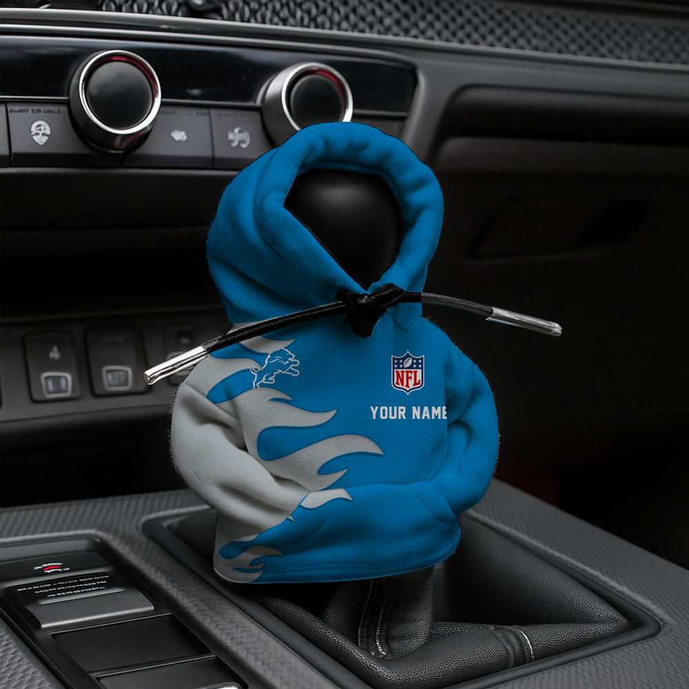 [SPECIAL OFFER] NEW CUSTOMIZED NFL04 DTL DETROIT LIONS CAR HOODIE SHIFT KNOB COVER