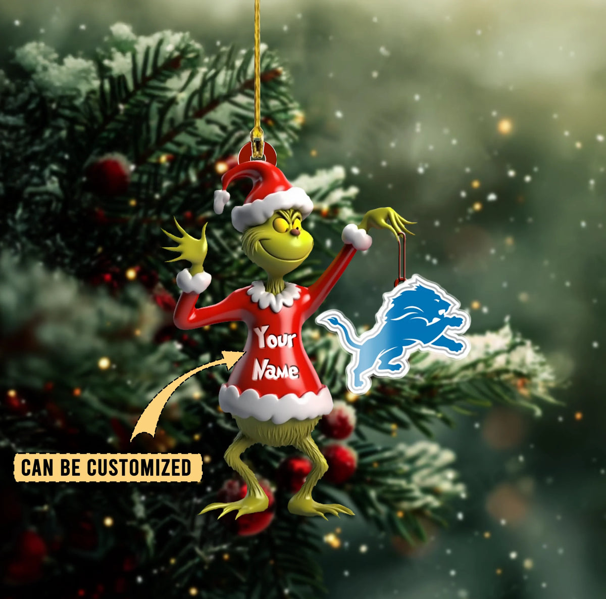 [SPECIAL OFFER] NEW CUSTOMIZED NFL04 DTL DETROIT LIONS CHRISTMAS ACRYLIC ORNAMENT