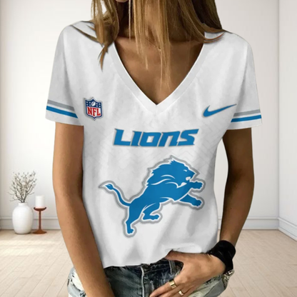 [SPECIAL OFFER] NEW CUSTOMIZED NFL04 DTL DETROIT LIONS V-NECK FEMALE SHIRT