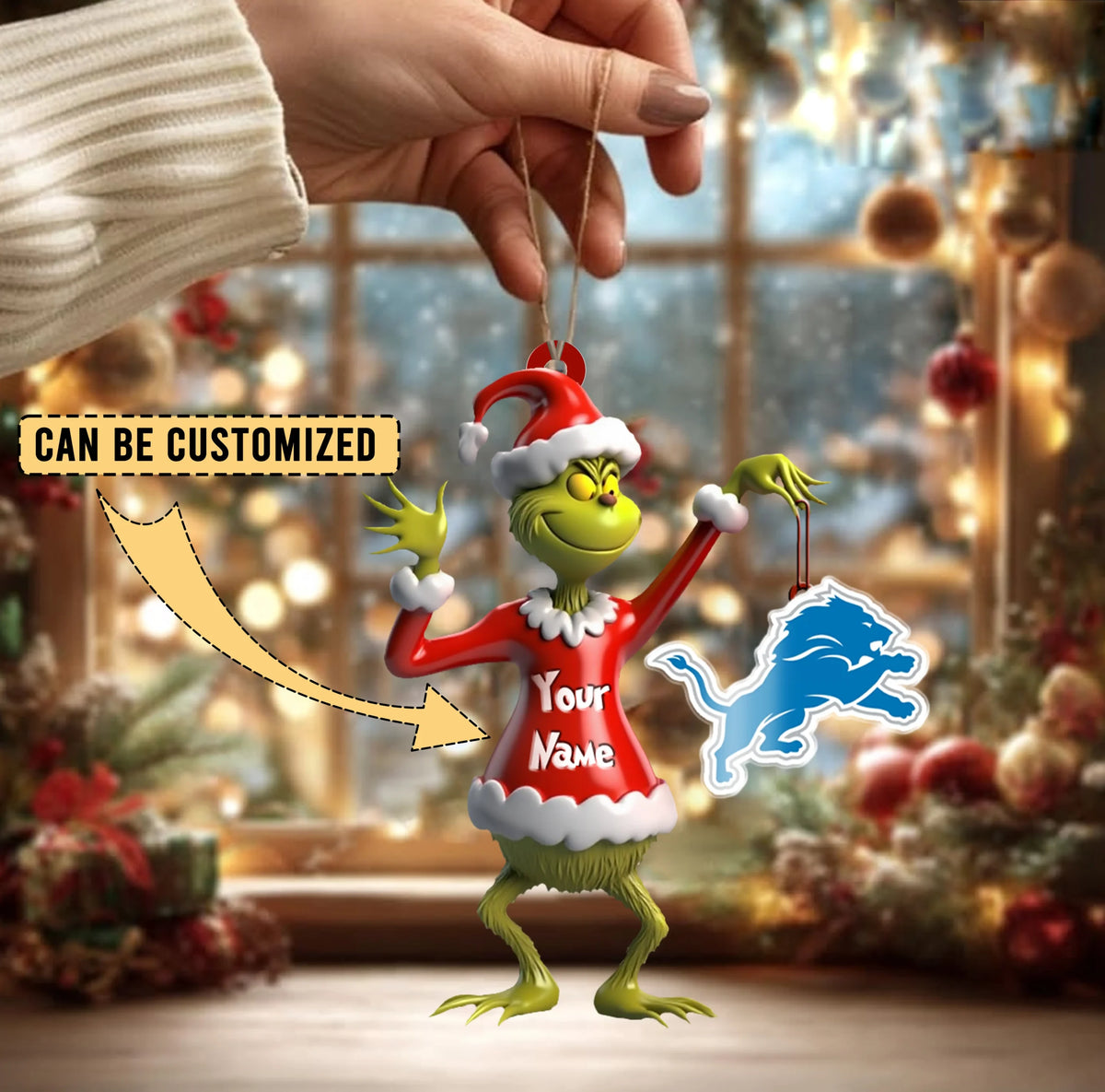 [SPECIAL OFFER] NEW CUSTOMIZED NFL04 DTL DETROIT LIONS CHRISTMAS ACRYLIC ORNAMENT