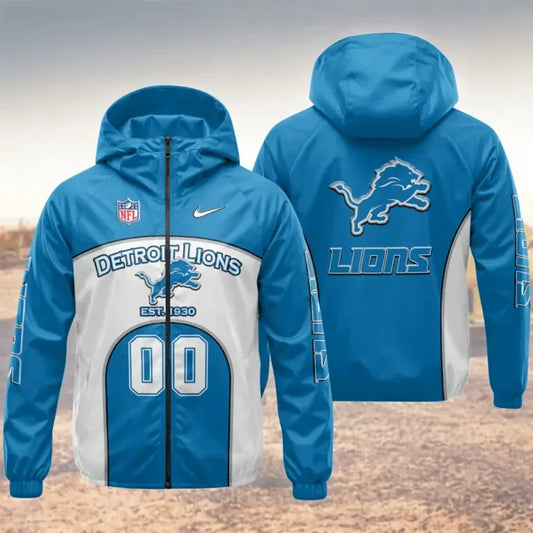 [SPECIAL OFFER] NEW CUSTOMIZED NFL04 DTL DETROIT LIONS WINDBREAKER JACKET