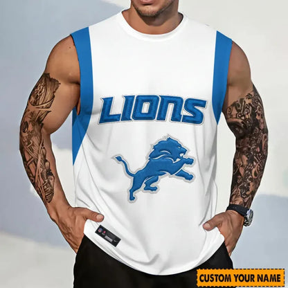 [SPECIAL OFFER] NEW CUSTOMIZED NFL04 DTL DETROIT LIONS TANKTOP & GYM SHIRT