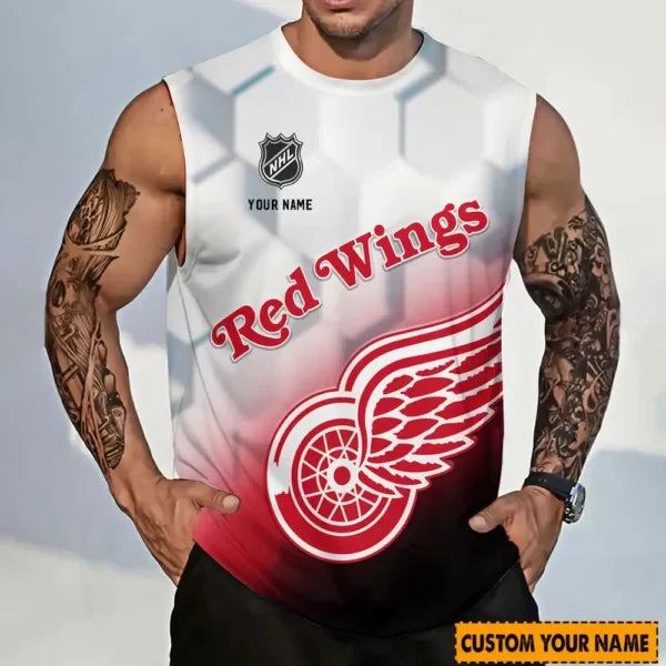 [SUPER SALE] NEW CUSTOMIZED NHL22 DRW DETROIT RED WINGS TANK TOP & GYM SHIRT