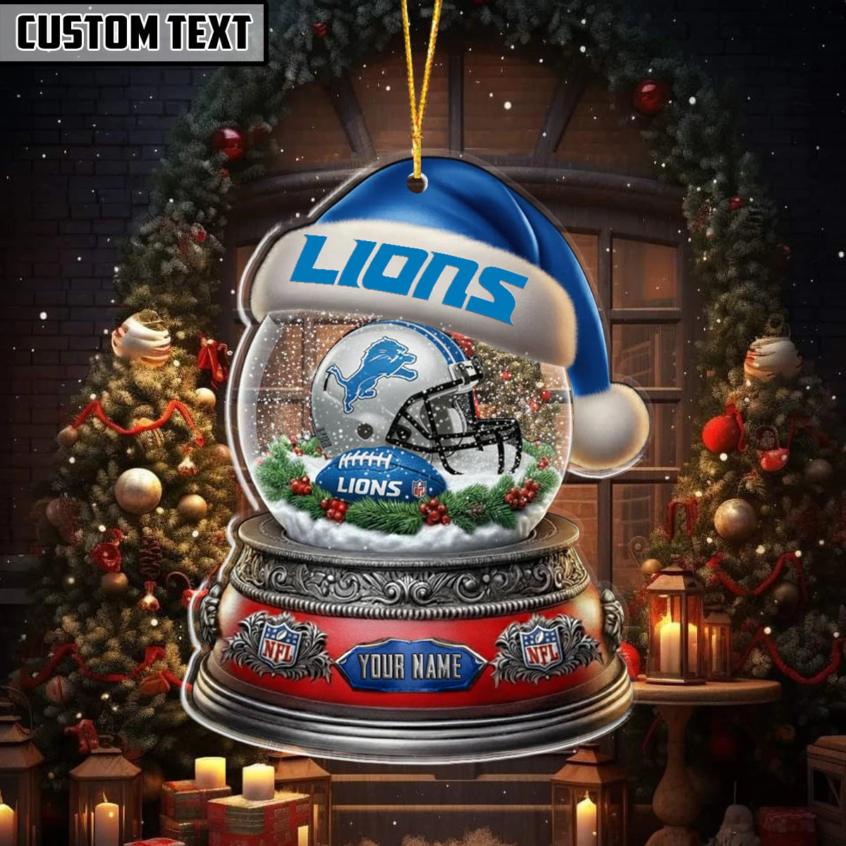 [SPECIAL OFFER] NEW CUSTOMIZED NFL04 DTL DETROIT LIONS CHRISTMAS ACRYLIC ORNAMENT
